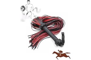 AURORAF Frusta da Equitazione in Pelle esotica Nera Rossa Frusta