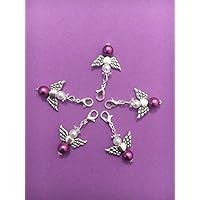 5 Perlenengel mit Karabinerhaken, handmade, Schutzengel, Anhänger, Weihnachtsgeschenk, beerenfarben