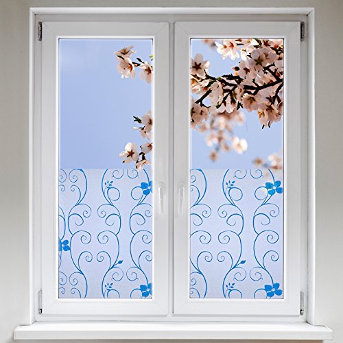 Artefact® Dekofolie / Fensterfolie Blueten Blau | statisch haftend (ohne Kleber) | verschiedene Größen