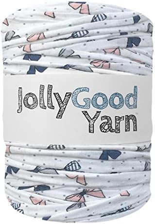 Multi coloured bow print Jolly Good Yarn t-shirt crochet yarn (large roll)