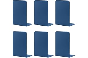 MSDADA -Serre-Livre Metal, 3 Paires Serre-Livres Enfants,Anti-Rayures Serre-Livres Design, pour Bureaux,Décoratifs, Étagères,Écoles et Librairie (Bleu Roi)