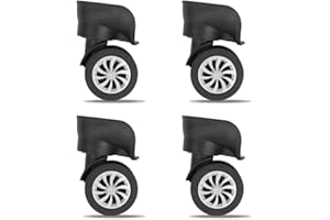 Docache 4 Piezas Repuesto Maleta, Repuesto Equipaje Ruedas, Silencioso Repuesto Equipaje Ruedas, Radianes de Instalación 55°, para la Mayoría de Las Maletas de Plástico (Sin Tornillos)