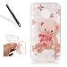 Produktbild Handyhülle für Motorola Moto G5 Plus,Silikon Hülle für Motorola Moto G5 Plus,Leeook Ultra Dünn Flexibel Transparent Silikon Bumper Schale Rückseite Handyhülle Schutzhülle Schön Pink Bär Blumen Durchsichtige TPU Crystal Clear Case Backcover Tasche Etui für Motorola Moto G5 Plus + 1 x Schwarze Eingabestift-Pink Bär Blumen