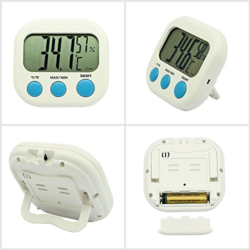 MOONPOP °C/°F Groß LCD Display Digitaler Elektronisches Thermometer Luftfeuchtigkeitsmesser Hygrometer Monitor 3 Ausdruck mit Batterie (Thermometer) - 3