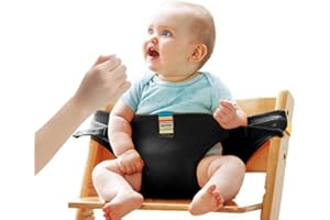 ONATISMAGIN Sièges chaise haute sécurité pour bébé, harnais chaise haute portable pour tout petit, siège sécurité d'alimentation lavable pour la maison/voyage/shopping/restaurant (Noir)