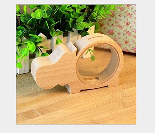 LanLan Transparent Crude Wood Mini Animal Hippopotamus Shape Piggy Bank For Children Christmas New Year Birthday Gifts Saving Pot