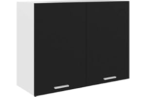 Gecheer Kitchen Cabinet Kitchen Storage Cupboard Unit Hanging Cabinet Black 80x31x60 cm Engineered Wood