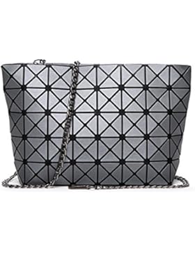 Flada Damen Schultertaschen geometrischen Split Joint Plaid Handtaschen für Frauen Matt Schleifen Diamant-Gitter-Kreuz...