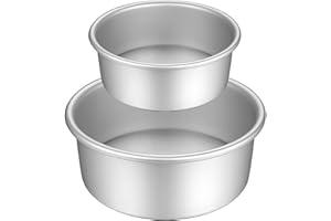 Gesentur Moule à Gàteau Rond Aluminium Anodisé Avancé Lot de 2, avec Revêtement Antiadhésif et Base Amovible (6/7 pouces)