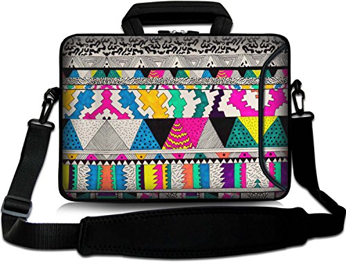 Sidorenko Designer Notebooktasche in zwei Größen erhältlich 15 Zoll - 15,6 Zoll / 17 Zoll - 17,3 Zoll // mit Tragegurt + Tragegriff inkl. Zusatzfach für Maus und Ladegerät an der Vorderseite der Tasche Laptoptasche Tragetasche Umhängetasche Bag