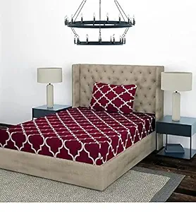 JAAT HUB 180 TC Heavy Glace Cotton Single Bedsheet (90x60) with 1 Pillow Cover (18x28)