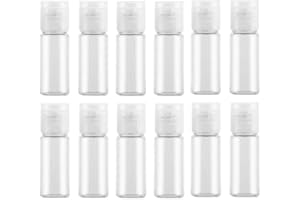ERICOTRY 12 flaconi vuoti da 15 ml, in plastica trasparente, da viaggio, con coperchio a ribalta, perfetti per il trucco, acqua emolliente, doccia, gel, emulsione, liquido, Trasparente, 15ml/0.5oz,