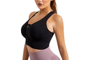 URPLITY Women Zip Front High Impact Sports Bras Yoga Bra Running Tank Top Racerback with Removable Pads for Workout Fitness