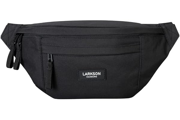Larkson Sac Banane Femme & Homme Noir - Ole - Sacoche de Ceinture pour Festival, Voyage & Sport - Petit Sac à Main Fashion - Déperlant