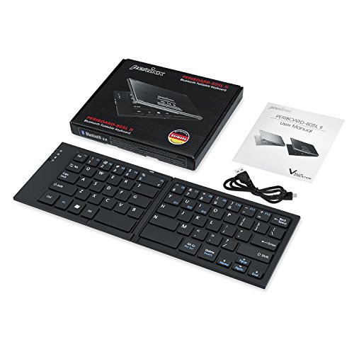 Perixx PERIBOARD-805L Bluetooth Folding Keyboard – Up to 10 Meters Operating Range – Large Desktop Size Keys – Magnetic Foldable Design – 160x96x17mm Pocket Size – Silent X Type Scissor Keys – On/Off Switch – Non-slip Rubber Feet – English Layout - 6