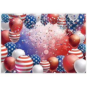 Allenjoy 7x5ft 4th of July Photography Backdrop Supplies for Independence Day Party Decors Customizable Veterans Patriotic American Flag Stars and Stripes Ballons Studio Photoshoot Props Favors Banner