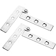 4Pcs Door Pivot Hinges, 360°Rotating Hidden Door Hinge 7-Shape Hinge Stainless Steel Concealed Hinges Cabinet Screen Fittings 100mm