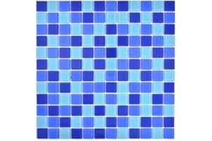 MOSANI Mosaïque Transluzent MOS63-0405 Carrelage de salle de bain en verre Bleu