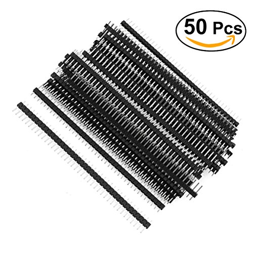 UEETEK 50pcs Single Row 40Pin 2.54mm Male Pin Header Connector for Arduino