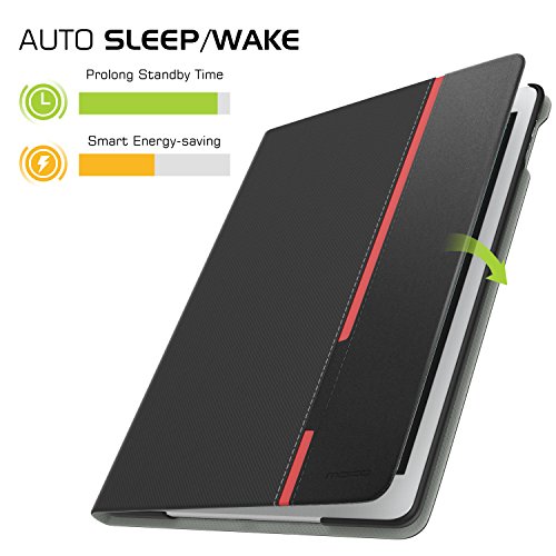 MoKo Hülle für Neu iPad 9.7 Zoll 2017 – Stoßfest Ledertasche Schutzhülle mit Auto Sleep/Wake up Funktion, Standfunktion und PC Bumper für Apple New iPad 2017 9.7″ Tablet, Schiefer Schwarz - 8