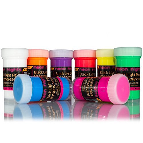 neon nights nachleuchtende Neon Farben | Phosphoreszierende Wandfarbe für Glow Effekt im Dunkeln | 8 x 20ml Leuchtfarben Paint Set - 2
