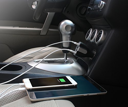 IVSO Quick Charge 3.0 USB C Auto Ladegerät KFZ Ladegerät Adapter 50W 3-Port USB 3.0 und Typ-C Port Anschlüsse für Huawei P9,Huawei P9 Plus,LG G5,Lumia 950/950XL,und andere Typ C unterstützte Geräte, Schwarz - 6