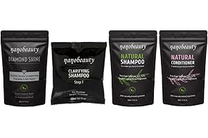 Nanobeauty Brazilian Keratin Hair Straightening Treatment, FULL Kit with SLS Shampoo and Conditioner. Diamond Infused, Vegan, Blow dry, Smoothing/Repair, Argan Oil, Professional Results (250 KIT)