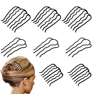 8 Piece Hair Combs, Alloy Hair Fork Clip Updo Hair Accessories U-Shape French Twist Hair Tool Hair Side Combs for Women Hair Styling Accessories for Women and Girls(Black)