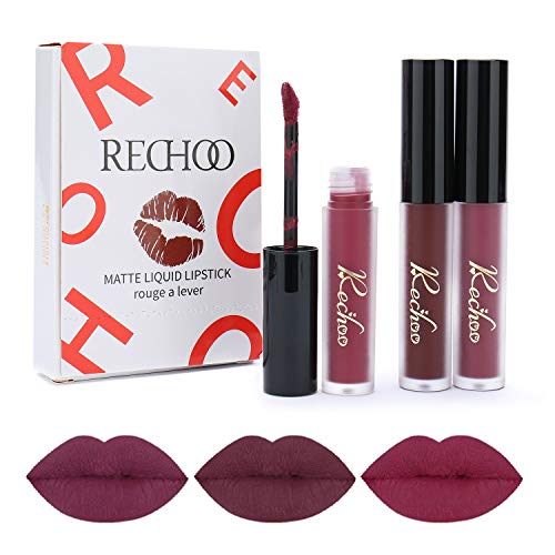 Rechoo 3 Pcs Rouge à Lèvres Mat Superstay Matte Ink Lipstick dans un coffret cadeau (Loved)