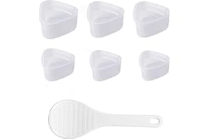 OYUUJII Onigiri Moulds,6 Pcs Triangular Sushi Mould 3 Large and 3 Small, with 1 Rice Spoon,Triangle Onigiri Maker Mold DIY Rice Ball Mould Transparent Bento Accessories for Restaurants,Japanese Cuisine,Home