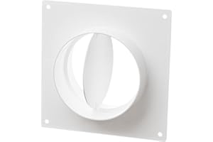 LIRAST Ø 125mm / 5 inch Ventilation Wall Flange with Backdraught Shutter - Round Plastic Ducting - Duct Pipe Connector Plate, White