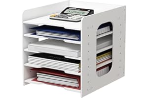 NUODWELL Bac à courrier réglable à 5 Niveaux - Organiseur de Documents A4 - pour l'école et la Maison - Fournitures de Bureau