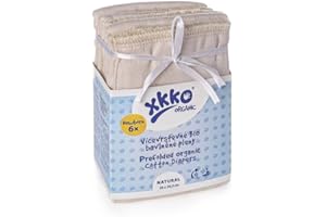 XKKO Prefolds - 100% Bio-Baumwolle - (6 Stück) - Neugeborene / Newborn (gelber Saum) - 29x30,5 cm (2-5 kg) - Musselin Stoffwindeln Windeln Muslin Faltwindel Vorfalzwindel Prefold Kalifornische Windel