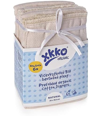 XKKO Prefolds - 100% Bio-Baumwolle - (6 Stck) - groe Kinder / Premium /  Large (grner Saum) - 38x46 cm (7-14 kg) : Amazon.de: Baby