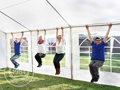Hochwertiges Partyzelt 5×6 6×5 m Pavillon Zelt 240g/m² PE Plane Gartenzelt Festzelt Bierzelt ! Stahlkonstruktion ! Wasserdicht! Inkl. Seitenteile + Giebelteile ! weiß - 4