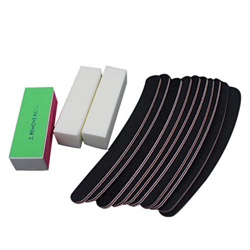 Sanwood 13Pcs Sanding Files Buffer Block Nail Art Manicure Tools (Black Curved Nail File Set)
