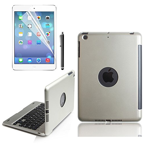 Tastatur-Schutzhülle mit Ständer, abnehmbare Kvago Bluetooth-Tastatur, aus Premium Polyurethan-Leder, für Samsung Galaxy Note 10.1 2014 Edition SM-P600/P601/P605 Silber silber iPad mini 4