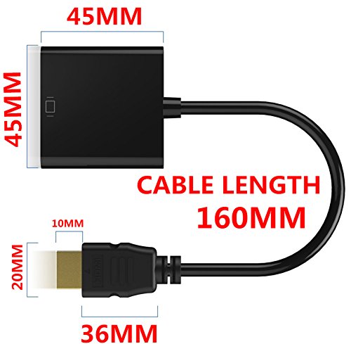lucklystar HDMI-auf-VGA-Adapter, 1080P HDMI Männlich auf VGA Weiblich Video Konverter Kabel mit Audio-Port und Micro-USB Ladeanschluss für PC Laptop HDTV Beamer und anderen HDMI Geräten - 7