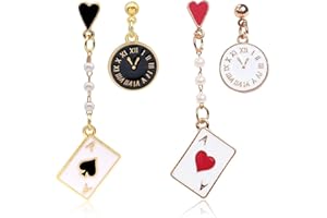 FENQURO 2 paio di orecchini da donna a forma di poker Moda Gioielli ipoallergenici, Orecchini rossi a cuore di picche, Design unico con fascino ed eleganza per ogni occasione