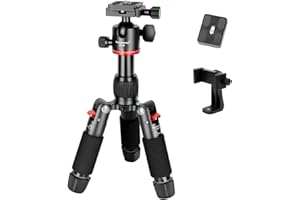 Koolehaoda Mini Treppiede,Treppiede da tavolo portatile da 46 cm con Due Piastre a Sgancio Rapido da 1/4" per Fotocamera DSLR. Carico massimo 6 kg