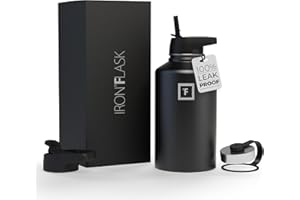 IRON °FLASK Edelstahl Trinkflasche mit Strohhalm - 650/950/1200/1800 ml - Kohlensäure Geeignet Auslaufsicher Doppelwandig Isoliert Thermosflasche BPA-Freie - Wasserflasche Sport Gym Fitness Reisen Kinder