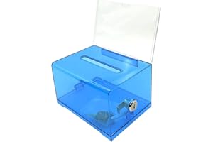 KAFENDA Acrylic Donation Ballot Box with Lock - Secure Suggestion Box Perfect for Business Cards (6.25" x 4.5" x 4")