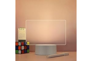 FUBESK Pizarra acrílica de borrado en seco con soporte iluminado para escritorio, transparente, notas, notas, pizarra, bloc de notas, mesa LED para masajes (transversal), 2114710445