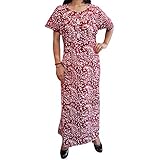 Indiatrendzs Women Nighty Cotton Printed Maroon Nightwear XXL