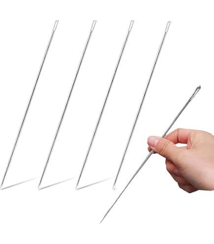QUARKZMAN 200 Aghi Da Cucito Con Occhiello Grande (40mm): Acciaio Inox, Perfetti Per Pelle, Maglieria E Rammendo