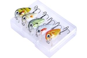 MIOYOOW Fishing Lures, ABS Micro Minnow Bait Kit with Treble Hook Mini Artificial Fishing Bait for Freshwater Saltwater (Mixed Color)