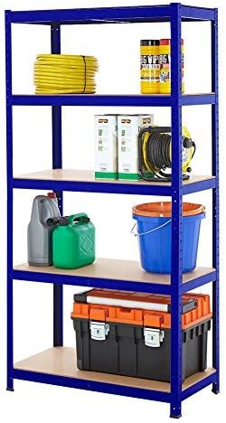 Cownic Heavy Duty 5 Tiers Boltless Shelving Unit Commercial Racking Garage Shelving Unit Storage Shelf Display (1 x Unit, Blue)