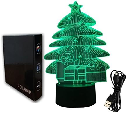 3D Illusion Lamp Jawell Night Light Christmas Trees 7 Changing Colors Touch USB Table Nice Gift Toys Decorations