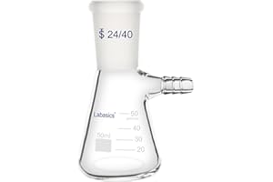 Labasics 50 ml Filtering Flask with 24/40 Standard Taper Joint, High Borosilicate Glass Filter Flask, Bolt Neck with Tubulation, 9 mm Hose Interface