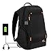 Produktbild haweel Outdoor Multifunktions-Solar Panel Power atmungsaktiv casual Rucksack Laptop-Tasche Schule Schultasche für College Reisen Rucksack, mit USB Ladeanschluss & Kopfhörer Anschluss, Schwarz